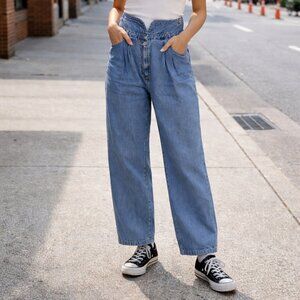 Vintage QPS Women's Jeans 27/28 Size 8 High Waist Pleated Front Straight Leg GUC